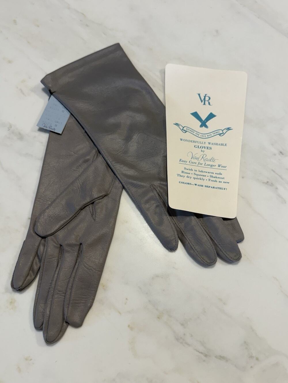 Vintage Van Raalte Nylon Grey Ladies Gloves Flex Fit